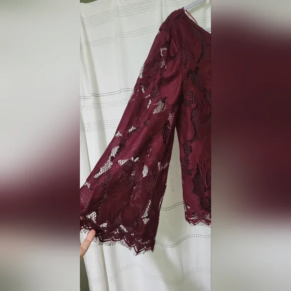 1.State Womens Lace One Shoulder Blouse  - Burgundy NWT SIZE S - Picture 4 of 12